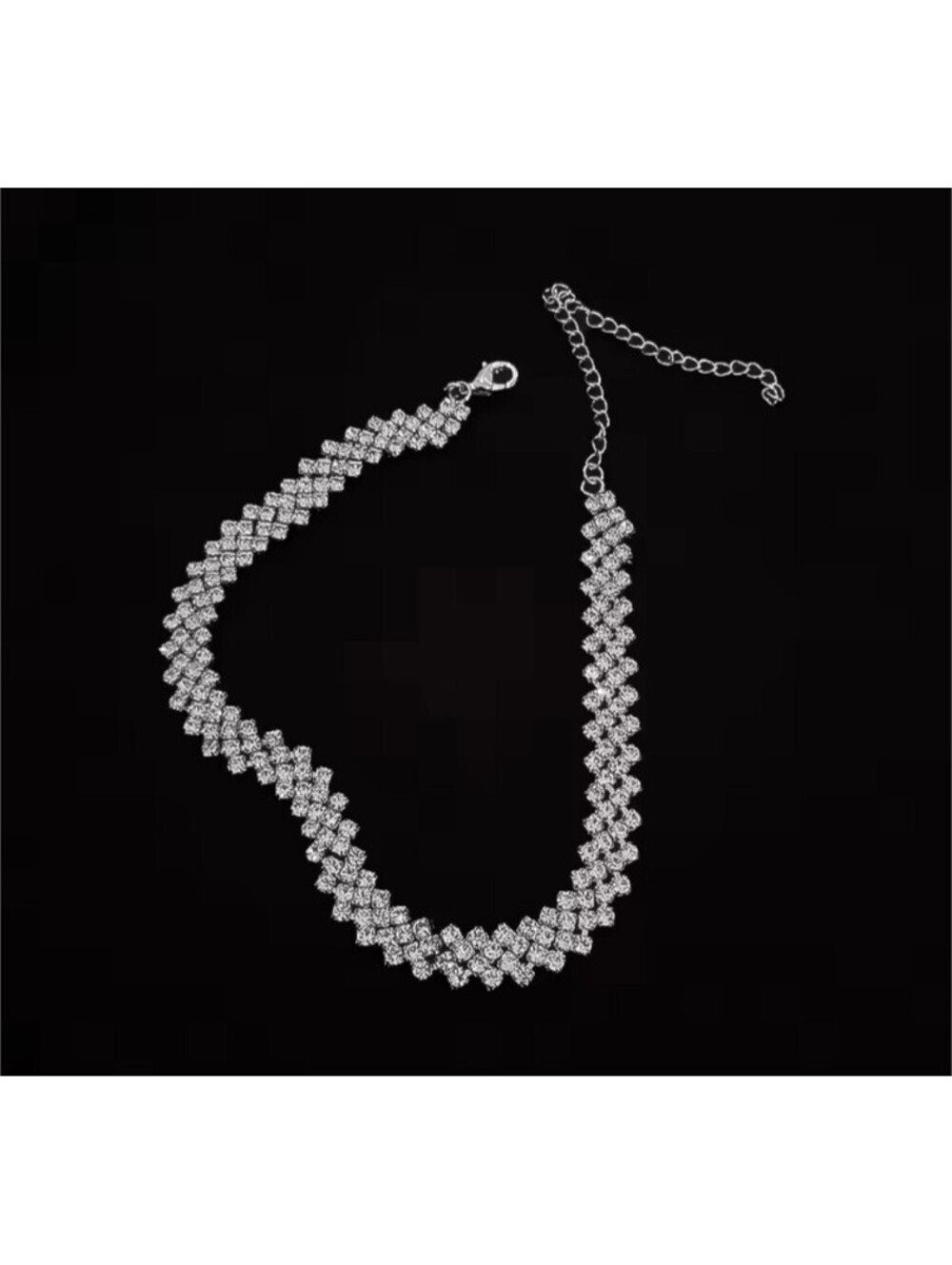 choker necklace/chain moissanite for women, silver color iced out